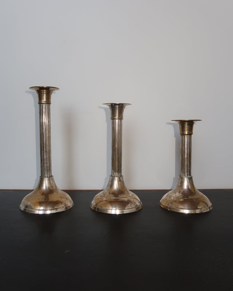 Silver Column Candlesticks