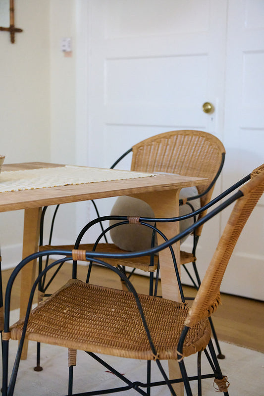 Iron and Rattan Armchair