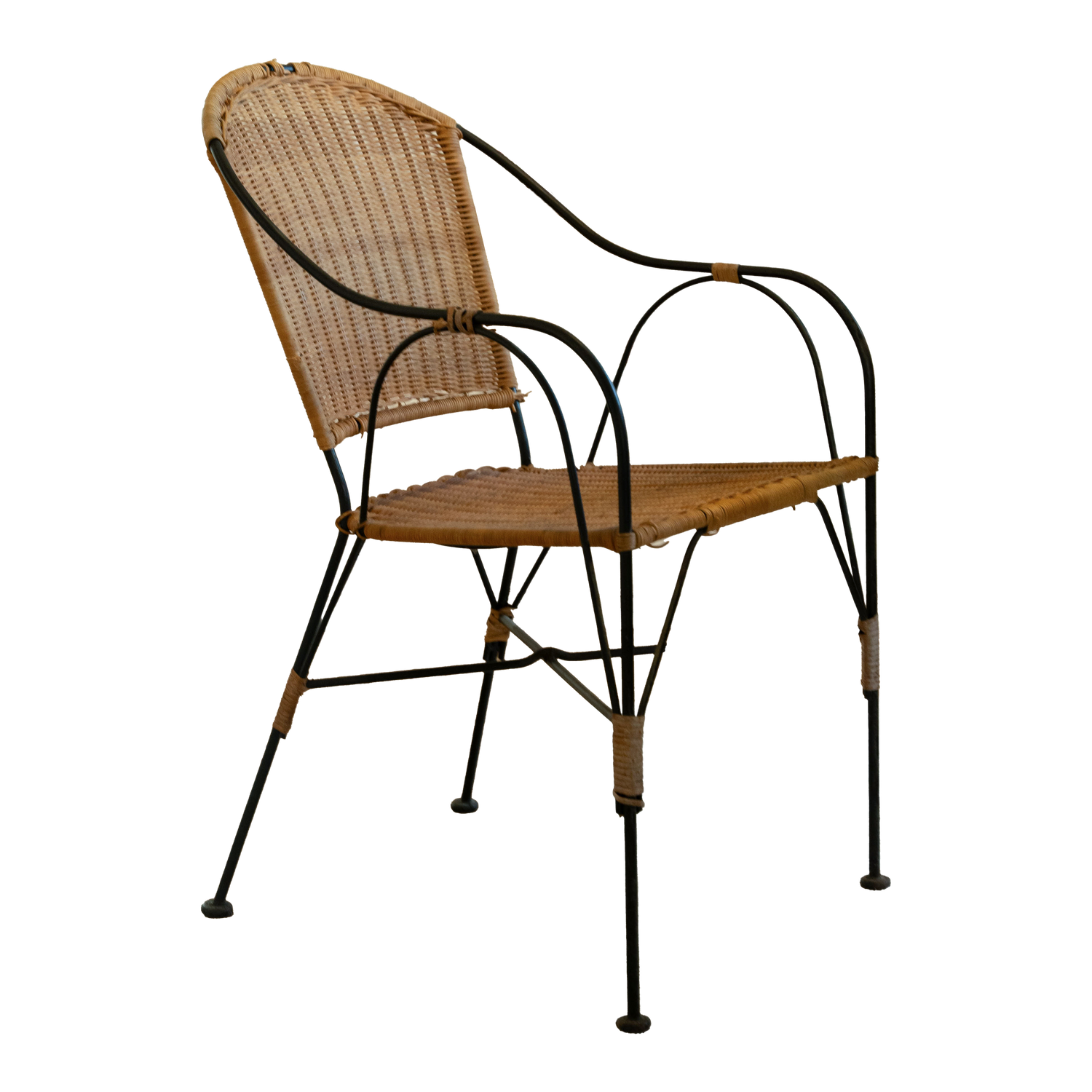 Iron and Rattan Armchair