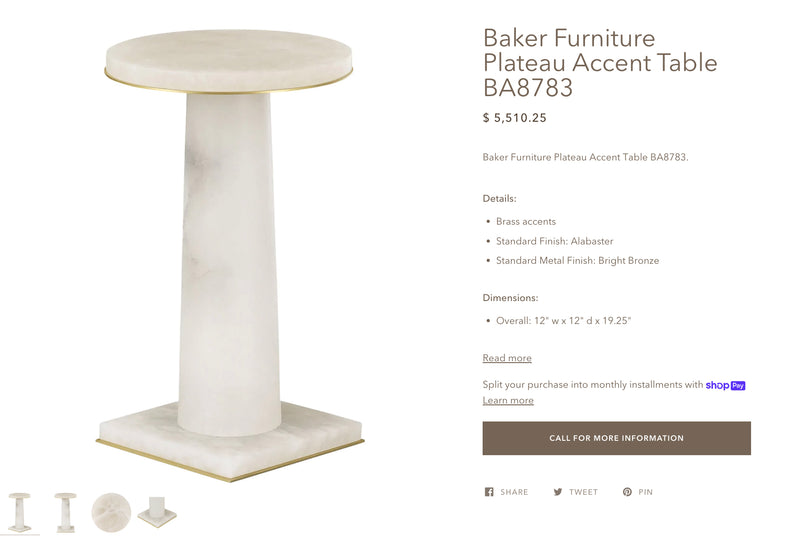 Thomas Pheasant for Baker Alabaster Accent Table